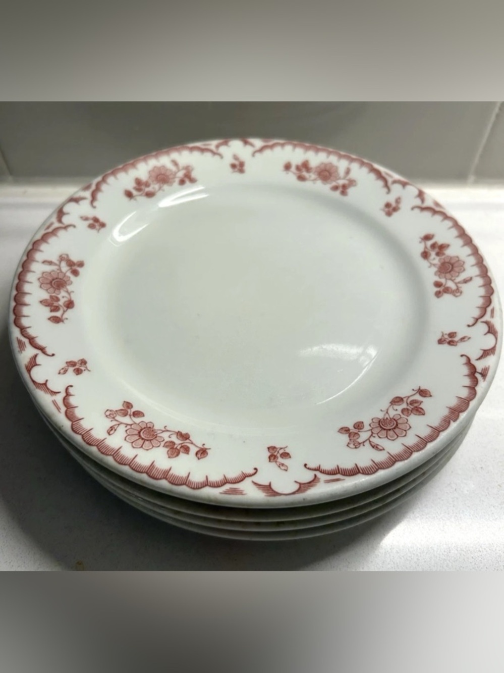 Set of 4 Vintage Shenango Chardon Rose Restaurant Ware Dinner Plates 8 Inch
